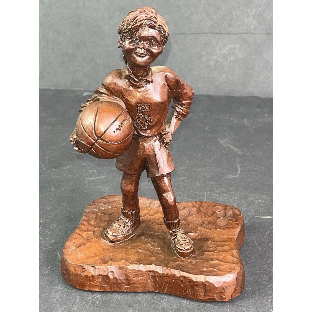 Vtg Girl Basketball Player Figurine Statue Signed E Biendorfe Red Mill 1994 6"